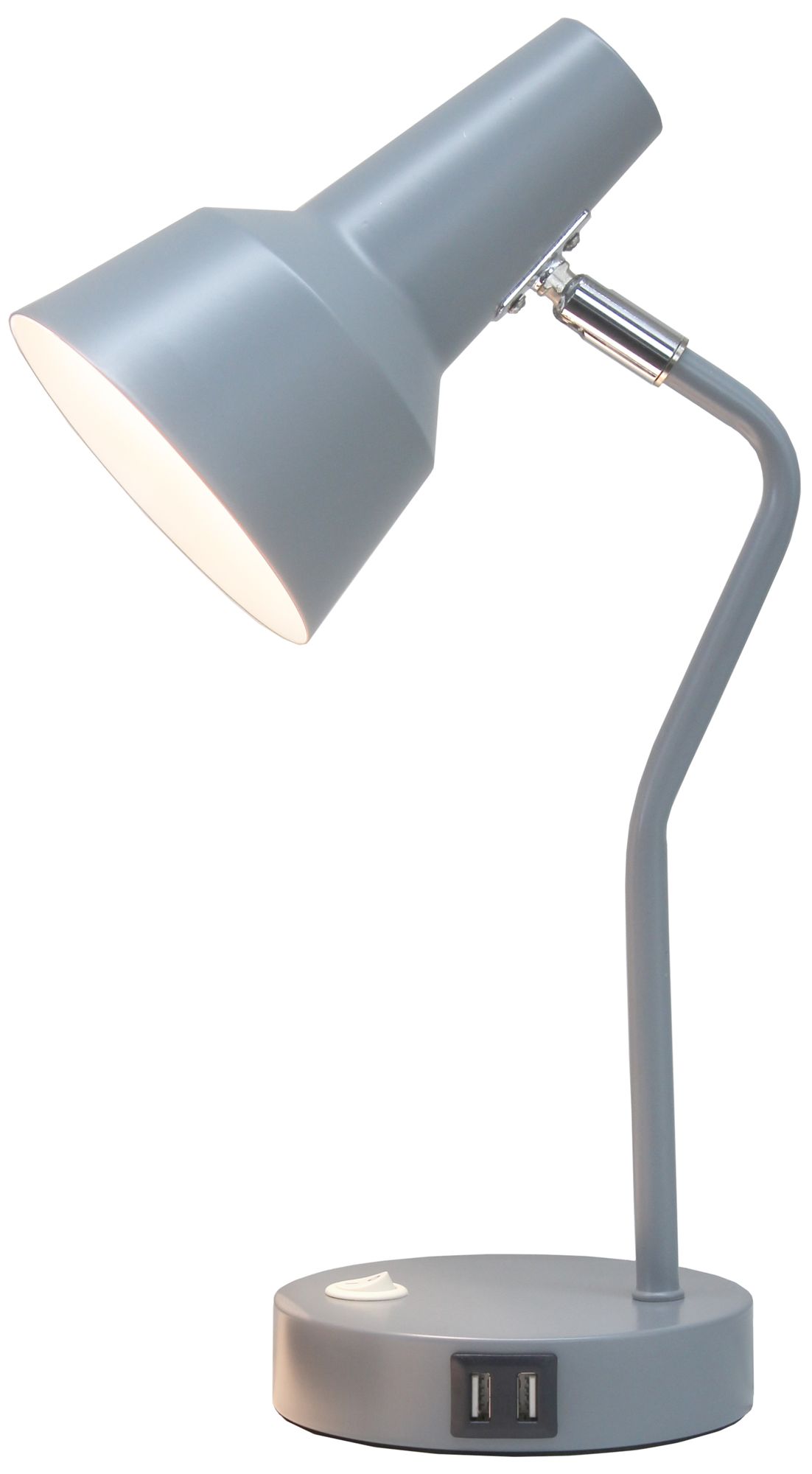 Image 4 Simple Designs 15.2" Sleek Metal Desk Lamp, Adj Shade, Dual USB Ports, Gray more views