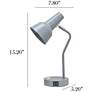 5_Simple Designs 15.2" Sleek Metal Desk Lamp, Adj Shade, Dual USB Ports, Gray more views