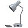 7_Simple Designs 15.2" Sleek Metal Desk Lamp, Adj Shade, Dual USB Ports, Gray more views