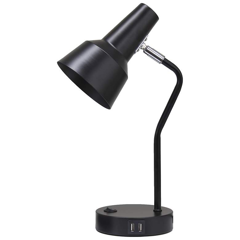Image 3 Simple Designs 15.2" Sleek Metal Desk Lp, Adj Shade, Dual USB Ports, Black more views