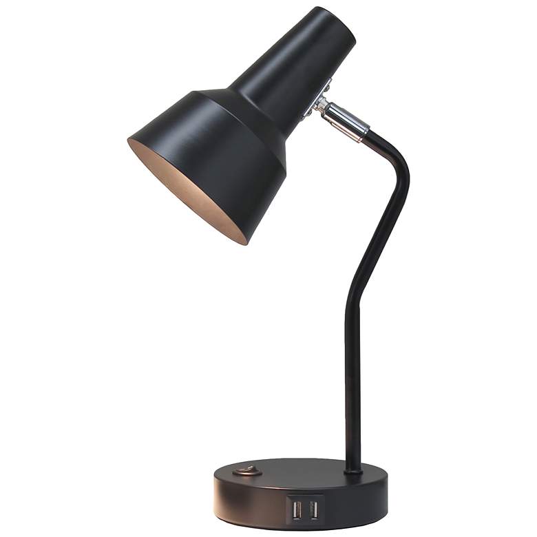 Image 4 Simple Designs 15.2" Sleek Metal Desk Lp, Adj Shade, Dual USB Ports, Black more views