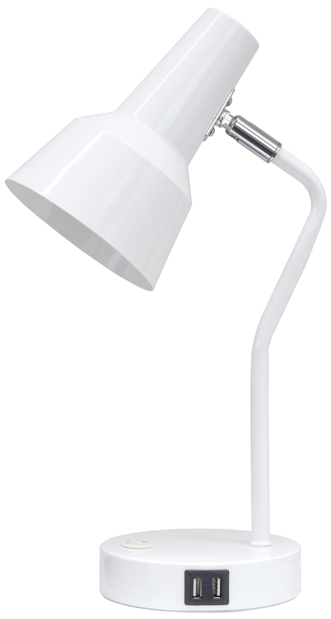 Image 3 Simple Designs 15.2" Sleek Metal Desk Lp, Adj Shade, Dual USB Ports, White more views