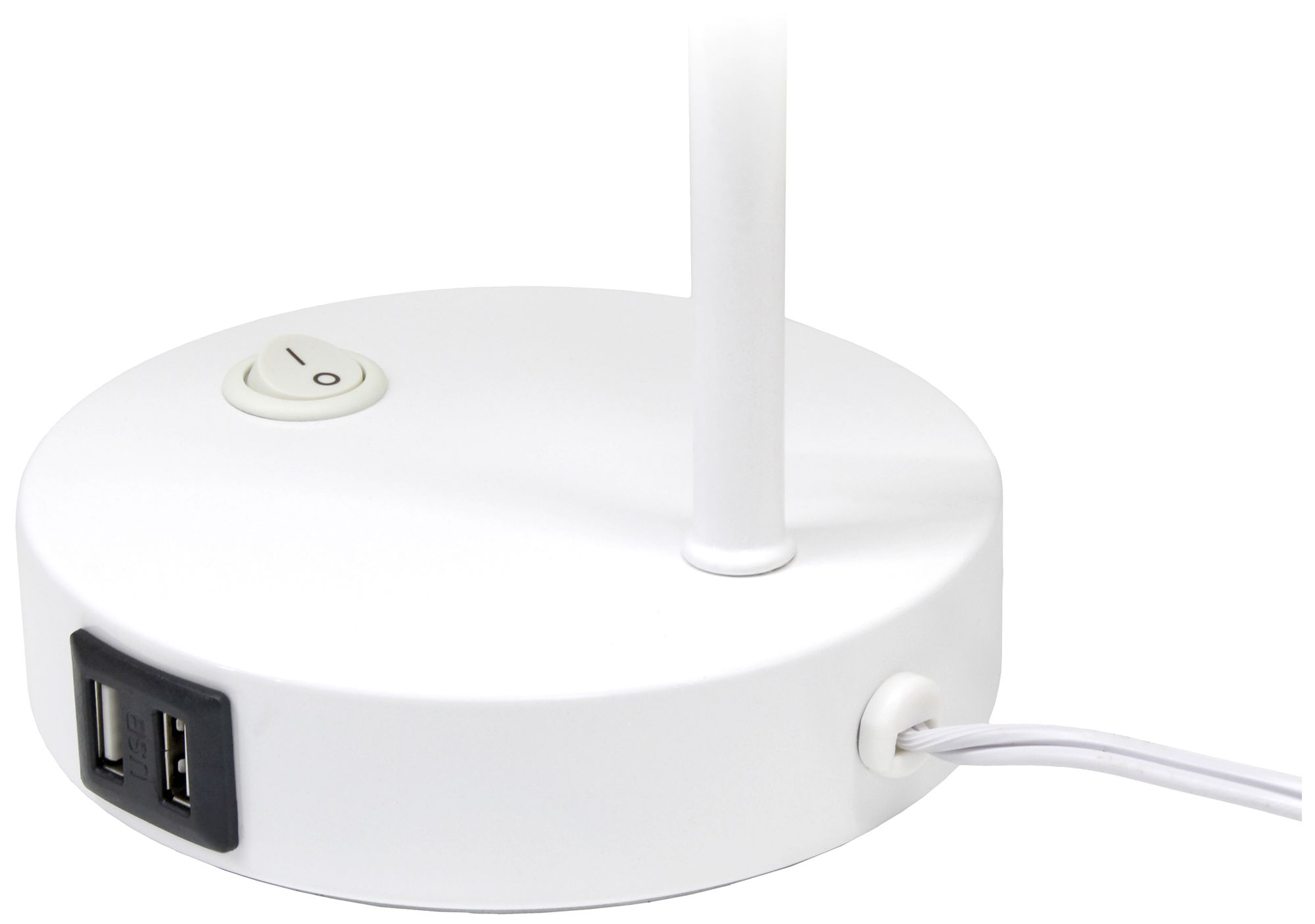 Simple Designs 15.2" Sleek Metal Desk Lp, Adj Shade, Dual USB Ports, White