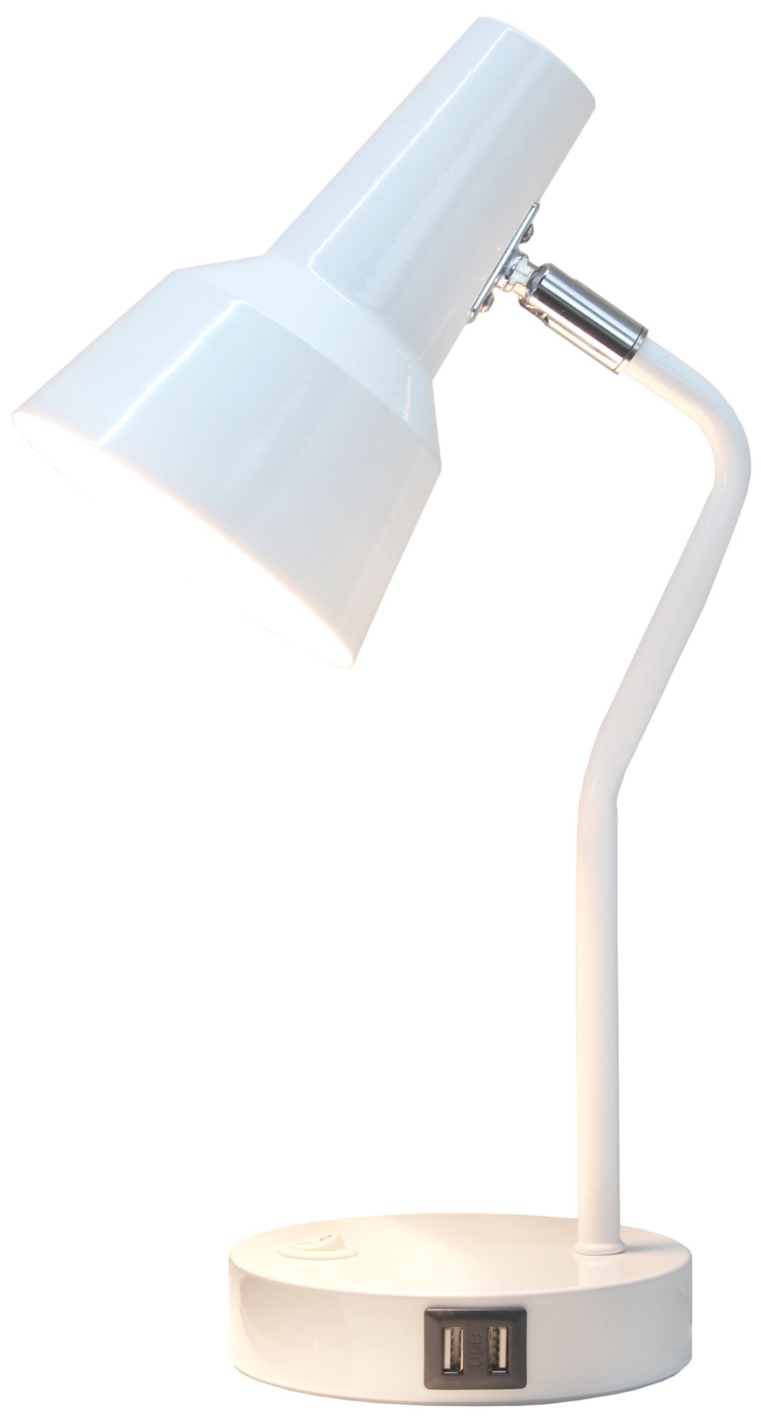 Image 4 Simple Designs 15.2" Sleek Metal Desk Lp, Adj Shade, Dual USB Ports, White more views