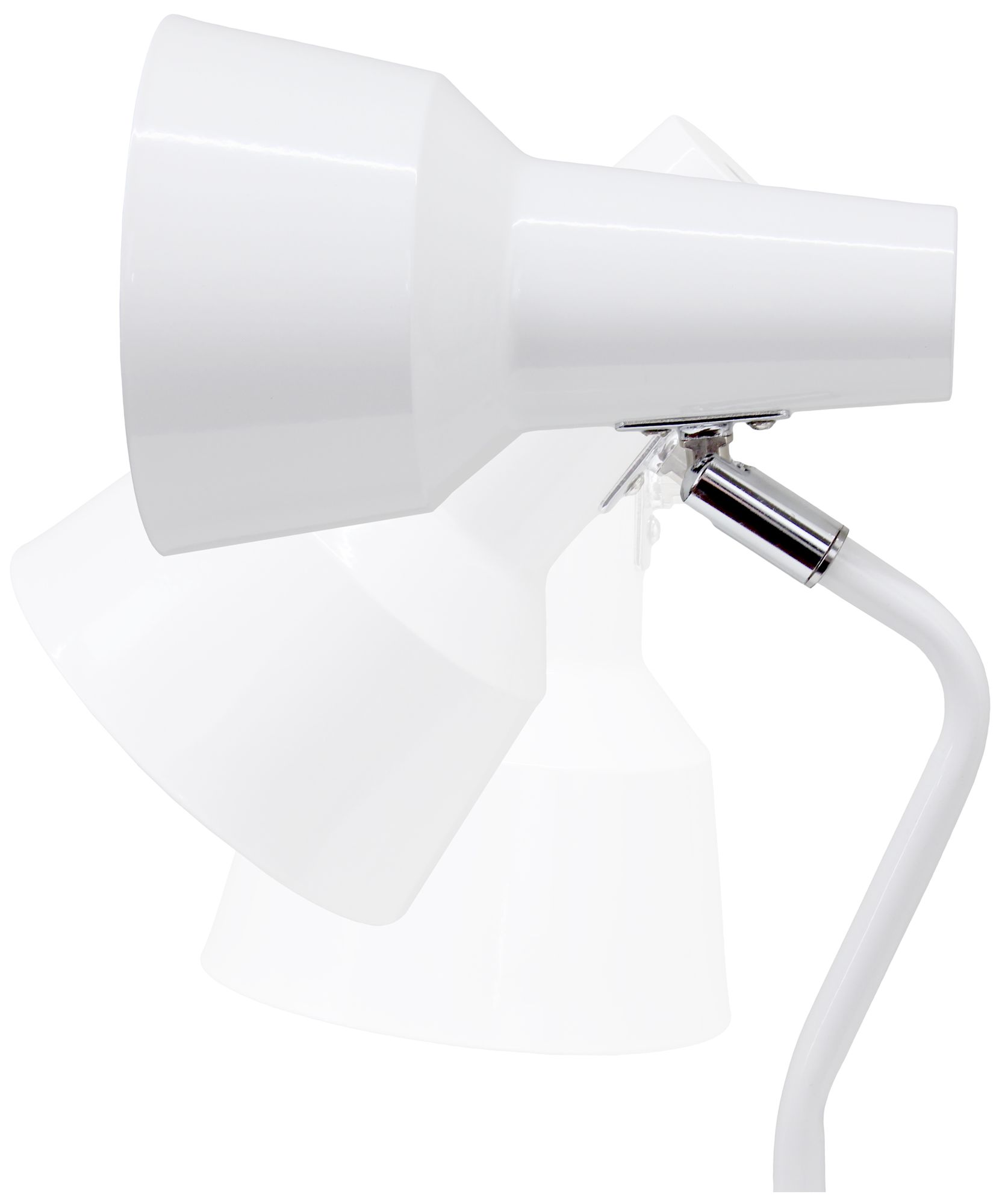 Simple Designs 15.2" Sleek Metal Desk Lp, Adj Shade, Dual USB Ports, White