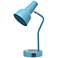 Simple Designs 15.2" Sleek Mtl Desk Lp, Adj Shd, Dual USB Ports, Cyan Blue