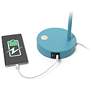 Simple Designs 15.2" Sleek Mtl Desk Lp, Adj Shd, Dual USB Ports, Cyan Blue
