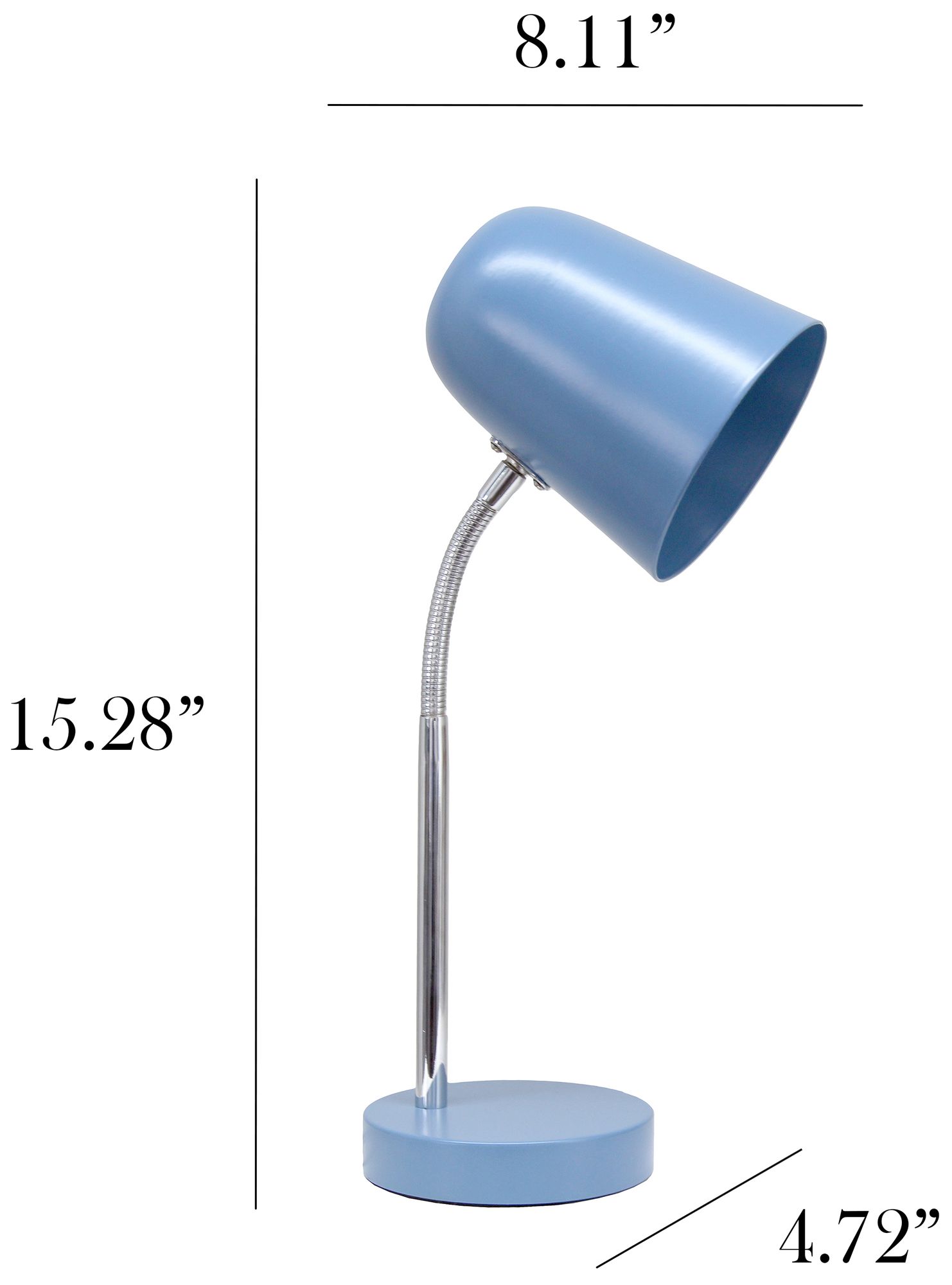 Simple Designs 15.28" Minimalist Metal Desk Task Lamp, Blue