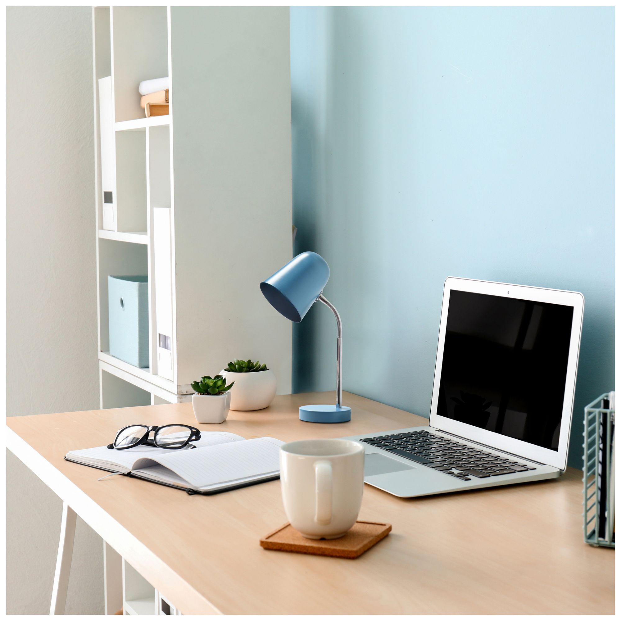 Simple Designs 15.28" Minimalist Metal Desk Task Lamp, Blue