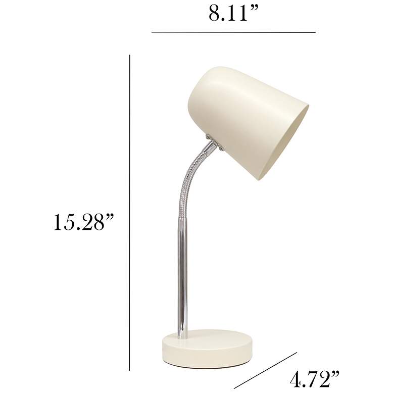 Image 5 Simple Designs 15.28" Sleek Essentials Minimalist Metal Desk Task Lp, Cream more views