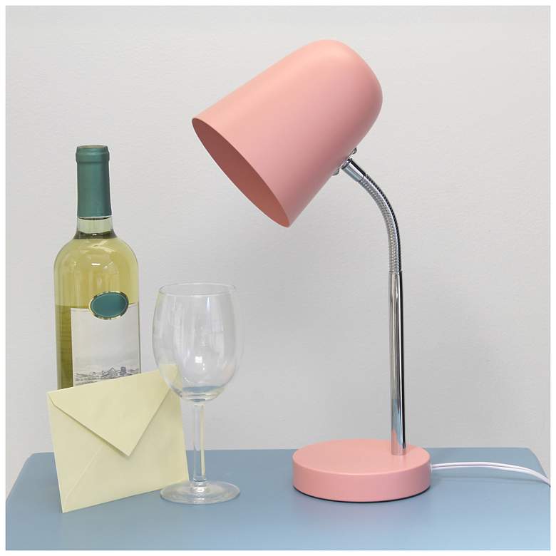 Image 1 Simple Designs 15.28" Sleek Essentials Minimalist Metal Desk Task Lp, Pink
