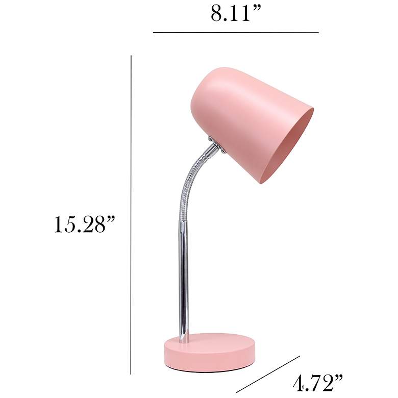 Image 5 Simple Designs 15.28" Sleek Essentials Minimalist Metal Desk Task Lp, Pink more views