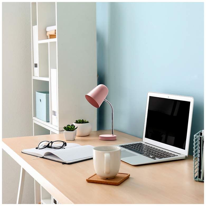 Image 6 Simple Designs 15.28" Sleek Essentials Minimalist Metal Desk Task Lp, Pink more views