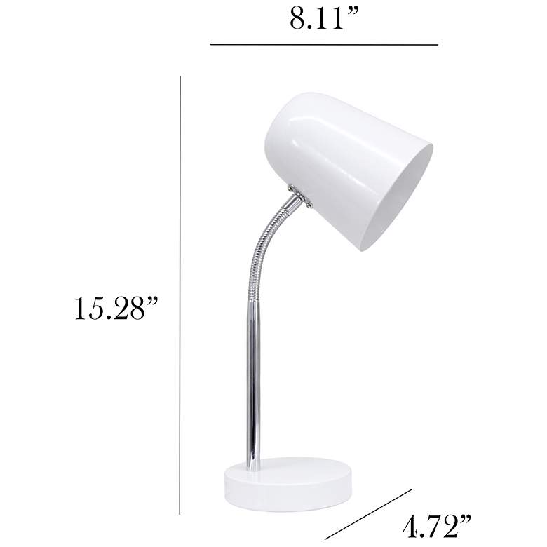 Image 5 Simple Designs 15.28" Sleek Essentials Minimalist Metal Desk Task Lp, WHT more views