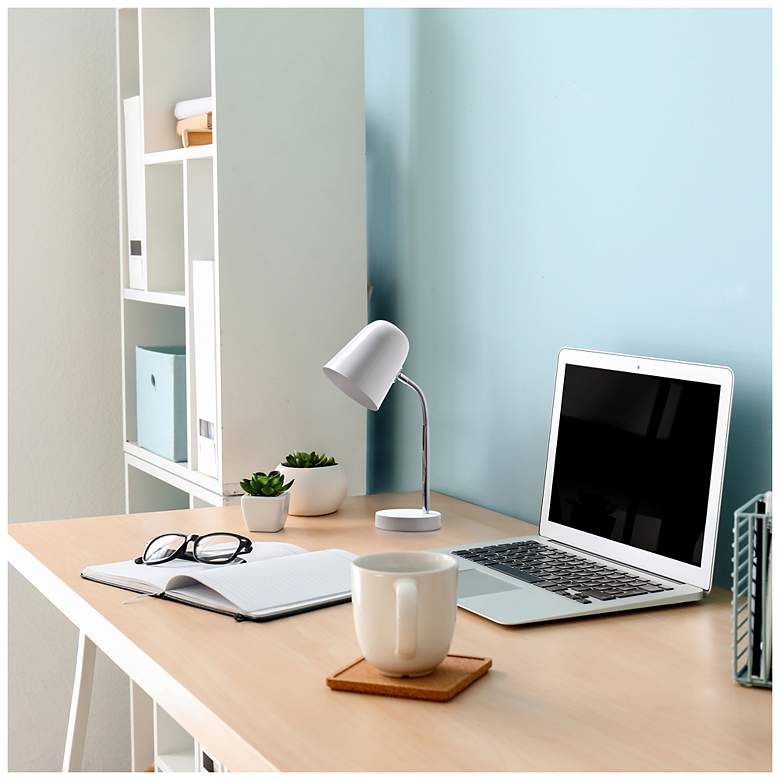 Image 6 Simple Designs 15.28" Sleek Essentials Minimalist Metal Desk Task Lp, WHT more views