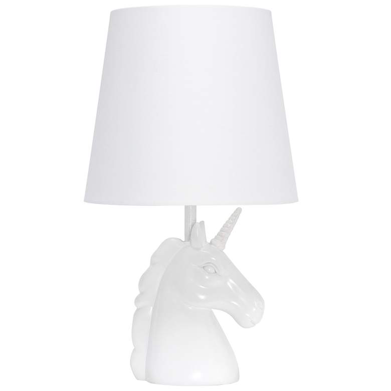 Image 1 Simple Designs 15.5" Unicorn Lamp, White & Iridescent Glitter, w/