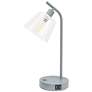 3_Simple Designs 15.75" Industrial Metal Desk Lp, Cl Shade, 2 USB Ports, Gray more views