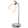4_Simple Designs 15.75" Industrial Metal Desk Lp, Cl Shade, 2 USB Ports, Gray more views