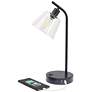 7_Simple Designs 15.75" Industrial Mtl Desk Lp, Glass Shd, 2 USB Ports, BLK more views