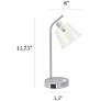 5_Simple Designs 15.75" Industrial Mtl Desk LP, Gls Shd, 2 USB Ports, Silver more views