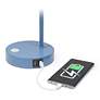 Simple Designs 15.75" Industrial Mtl Desk Lp, Glss Shade, 2 USB Ports, Blue