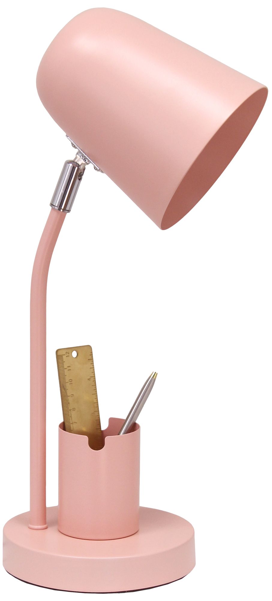 Simple Designs 15.75" Metal Desk LP, Adj Gooseneck, Compartment, Blush Pink