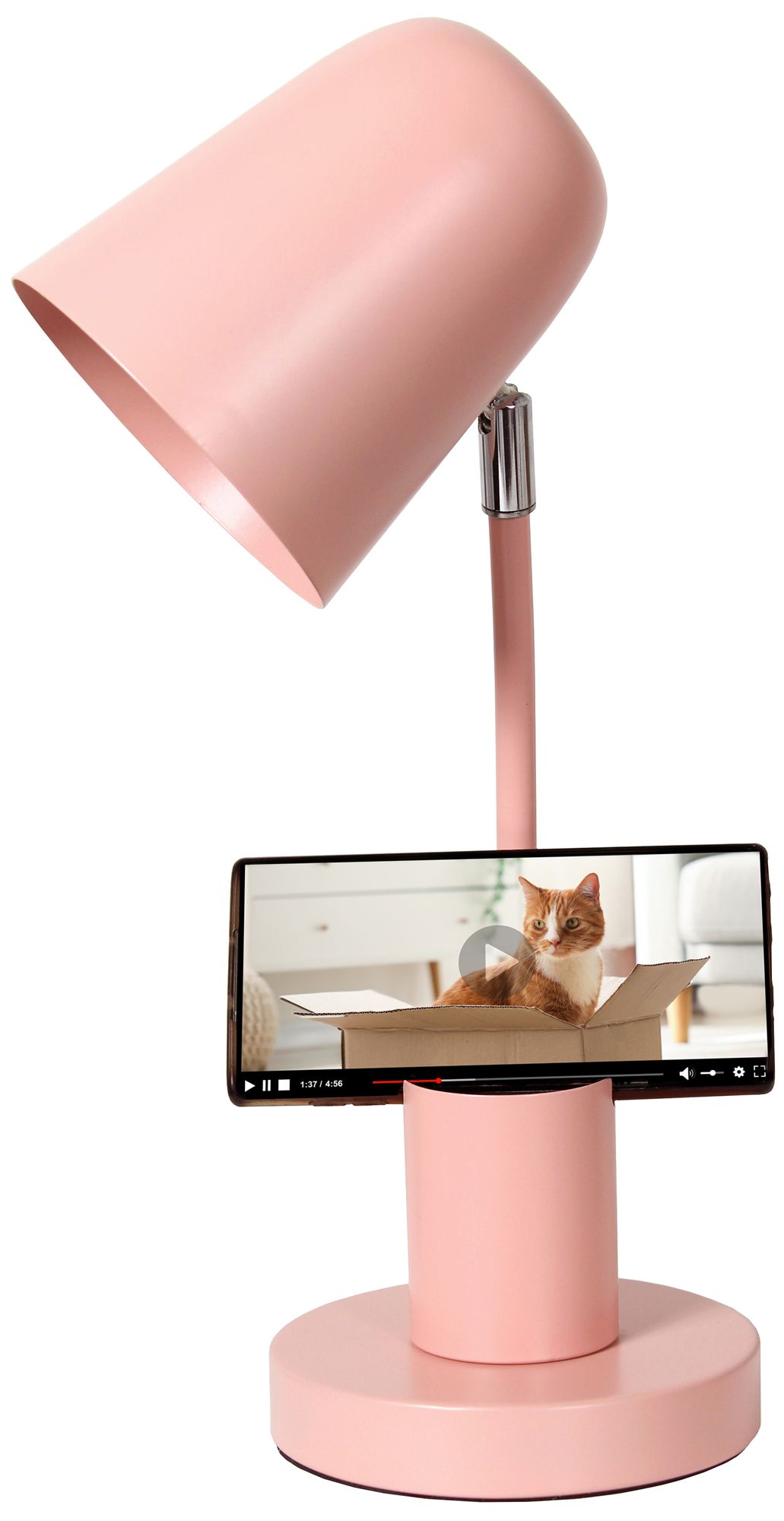 Simple Designs 15.75" Metal Desk LP, Adj Gooseneck, Compartment, Blush Pink