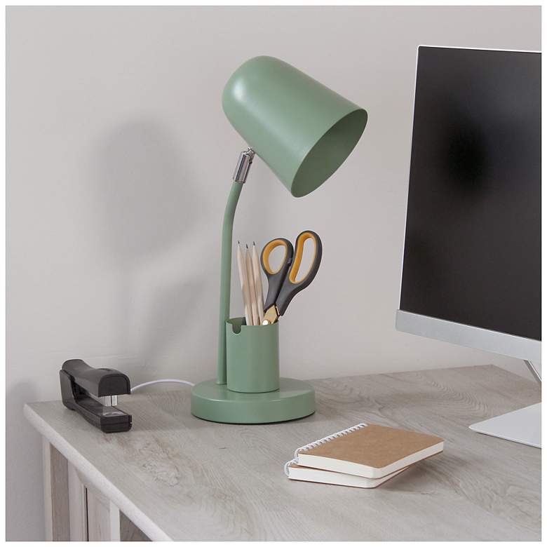 Image 1 Simple Designs 15.75" Metal Desk LP, Adj Gooseneck, Compartment, Sage Green