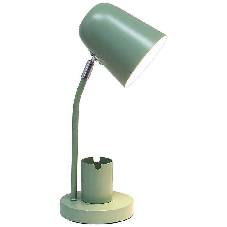 Image 4 Simple Designs 15.75" Metal Desk LP, Adj Gooseneck, Compartment, Sage Green more views