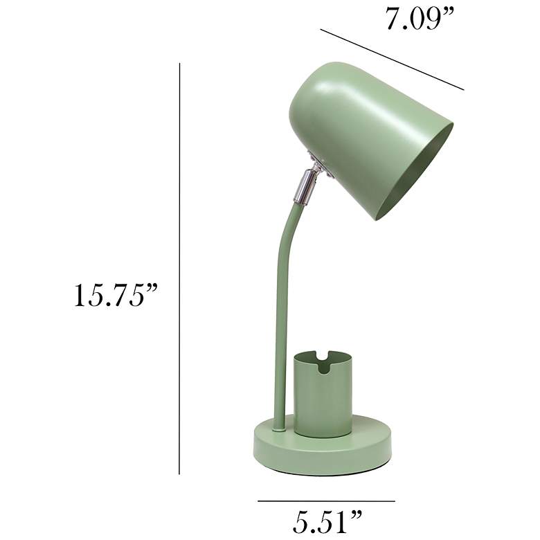 Image 5 Simple Designs 15.75" Metal Desk LP, Adj Gooseneck, Compartment, Sage Green more views