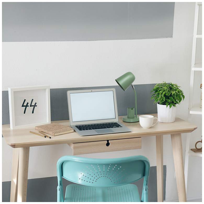 Image 6 Simple Designs 15.75" Metal Desk LP, Adj Gooseneck, Compartment, Sage Green more views