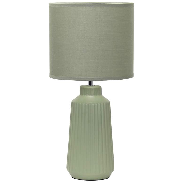 Image 2 Simple Designs 15.94" Glow & Flow Ceramic Tb Lamp, Mono Fabric Shade, Olive