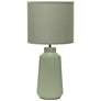 2_Simple Designs 15.94" Glow & Flow Ceramic Tb Lamp, Mono Fabric Shade, Olive