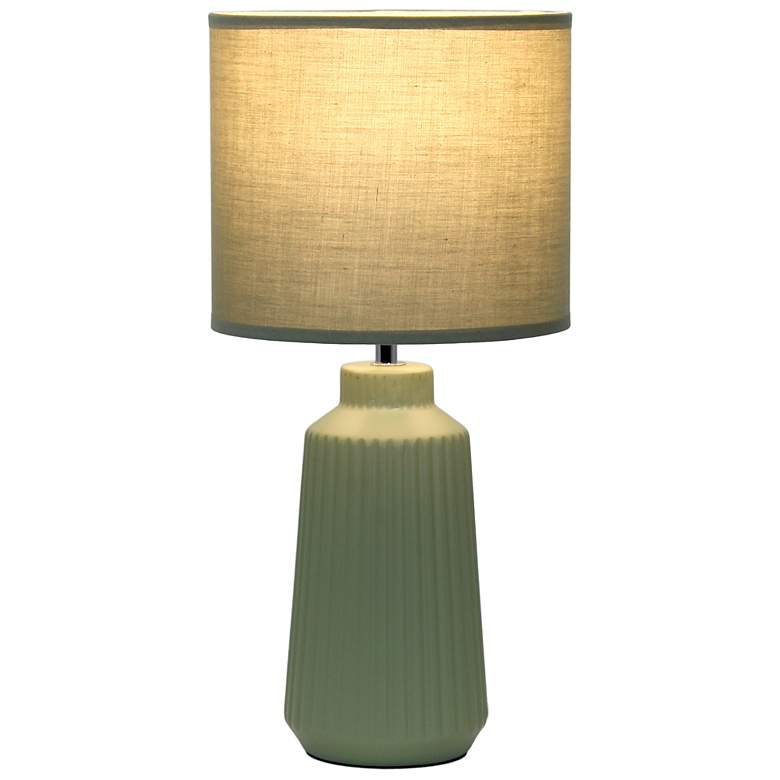 Image 4 Simple Designs 15.94" Glow & Flow Ceramic Tb Lamp, Mono Fabric Shade, Olive more views