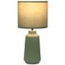 4_Simple Designs 15.94" Glow & Flow Ceramic Tb Lamp, Mono Fabric Shade, Olive more views