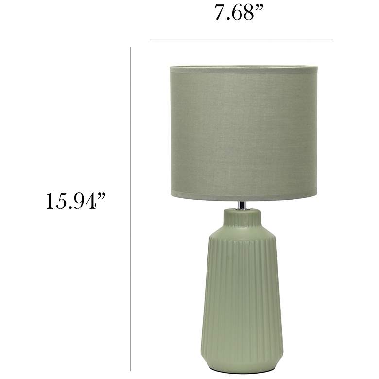 Image 5 Simple Designs 15.94" Glow & Flow Ceramic Tb Lamp, Mono Fabric Shade, Olive more views