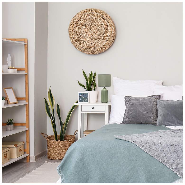 Image 6 Simple Designs 15.94" Glow & Flow Ceramic Tb Lamp, Mono Fabric Shade, Olive more views
