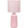Simple Designs 15.94" Glow & Flow Ceramic Tb Lamp, Mono Fabric Shade, Pink