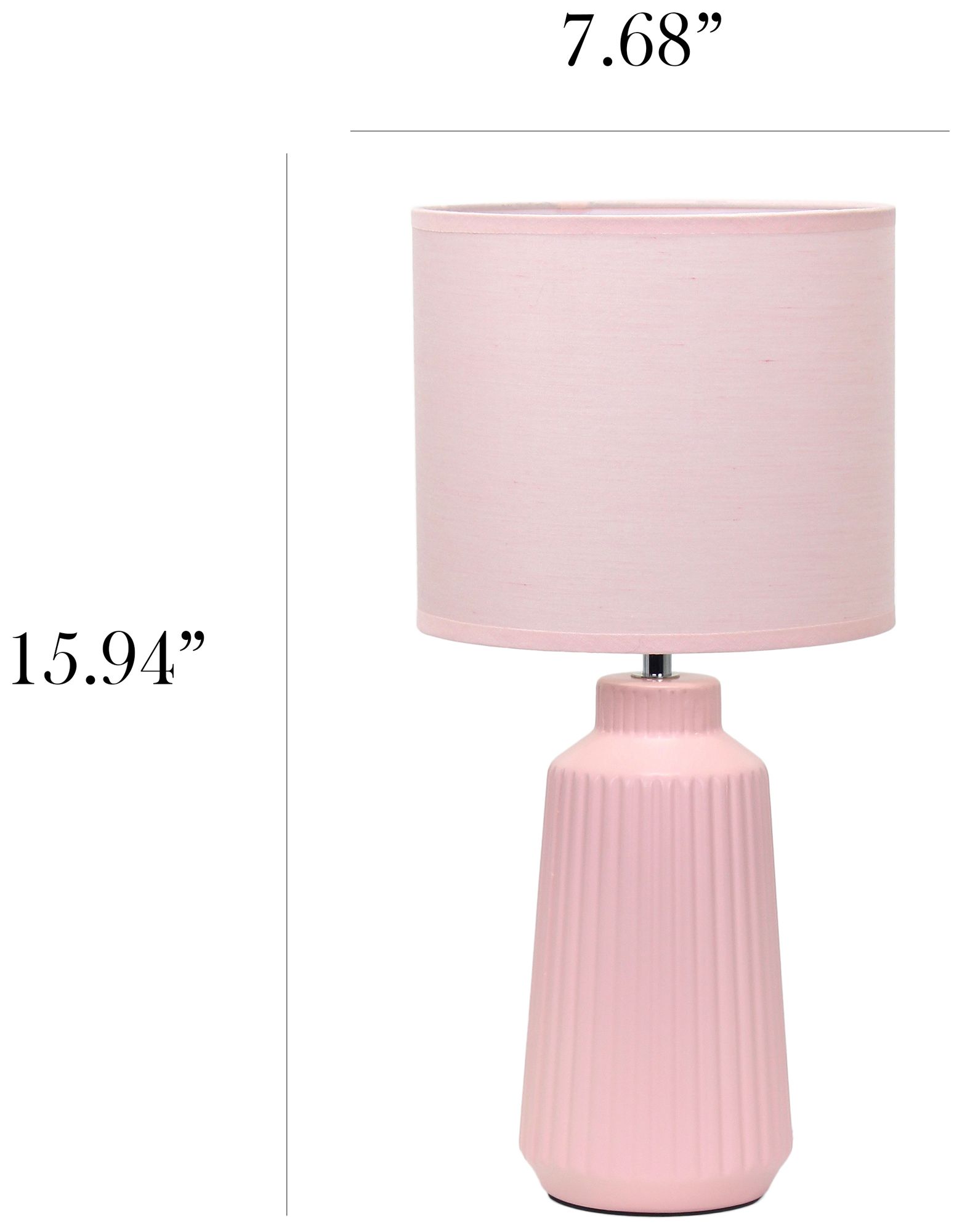 Simple Designs 15.94" Glow & Flow Ceramic Tb Lamp, Mono Fabric Shade, Pink