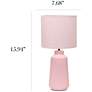 5_Simple Designs 15.94" Glow & Flow Ceramic Tb Lamp, Mono Fabric Shade, Pink more views