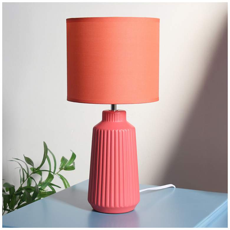 Image 1 Simple Designs 15.94" Glow & Flow Ceramic Tb Lp, Mono Fabric Shade, Orange