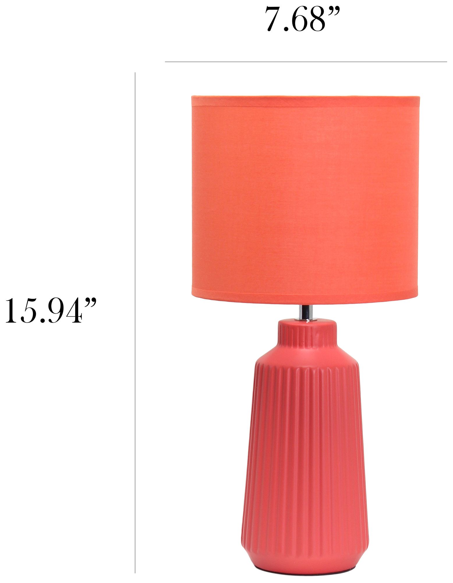 Simple Designs 15.94" Glow & Flow Ceramic Tb Lp, Mono Fabric Shade, Orange