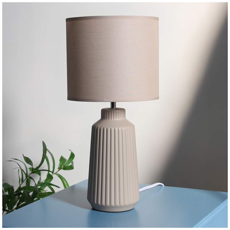 Image 1 Simple Designs 15.94" Glow & Flow Grooved Crmc Tb Lp, Mono Fbc Shd, Taupe