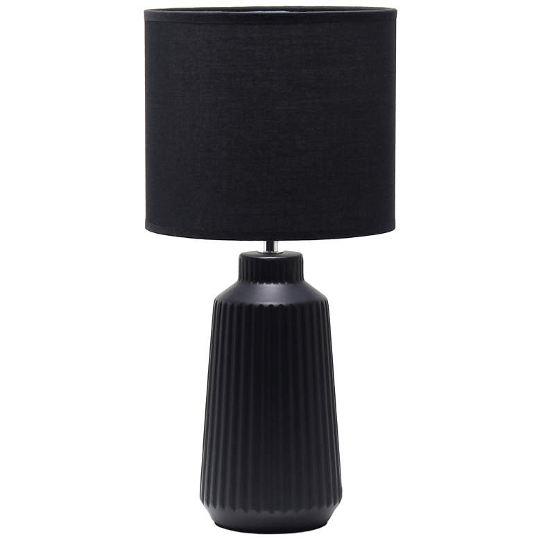 Image 2 Simple Designs 15.94" Glow & Flow Grooved Tb Lamp, Mono Fabric Shade, Black
