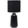 Simple Designs 15.94" Glow & Flow Grooved Tb Lamp, Mono Fabric Shade, Black