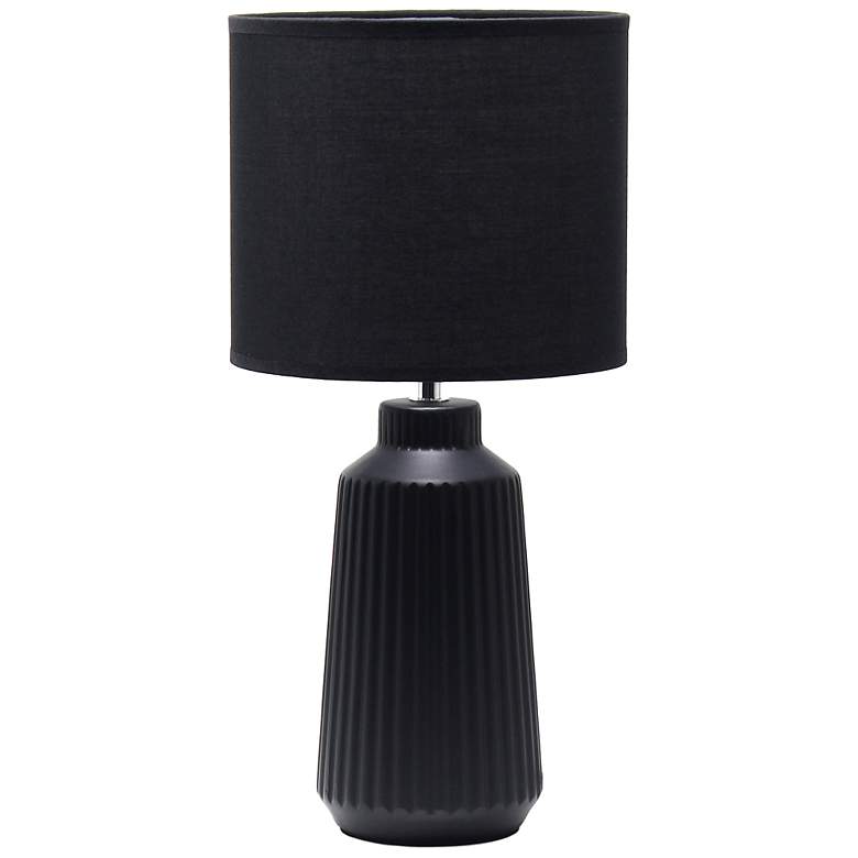 Image 3 Simple Designs 15.94" Glow & Flow Grooved Tb Lamp, Mono Fabric Shade, Black more views