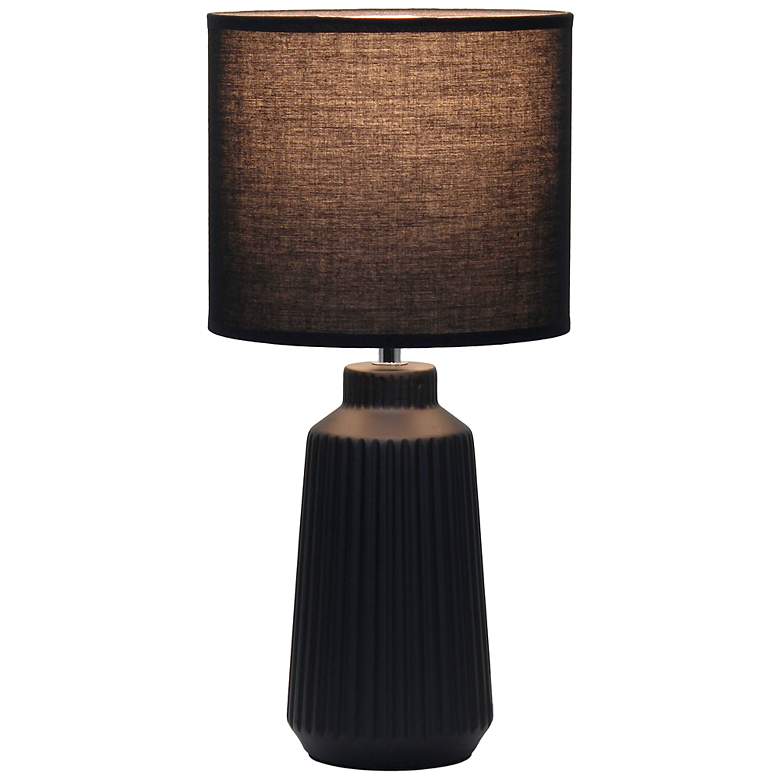Image 4 Simple Designs 15.94" Glow & Flow Grooved Tb Lamp, Mono Fabric Shade, Black more views