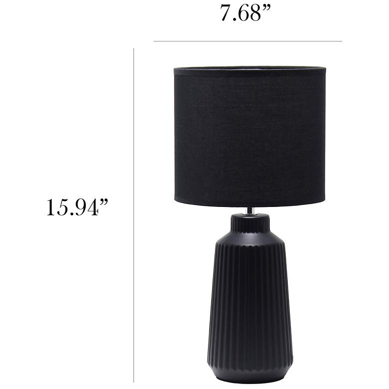 Image 5 Simple Designs 15.94" Glow & Flow Grooved Tb Lamp, Mono Fabric Shade, Black more views