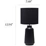 5_Simple Designs 15.94" Glow & Flow Grooved Tb Lamp, Mono Fabric Shade, Black more views
