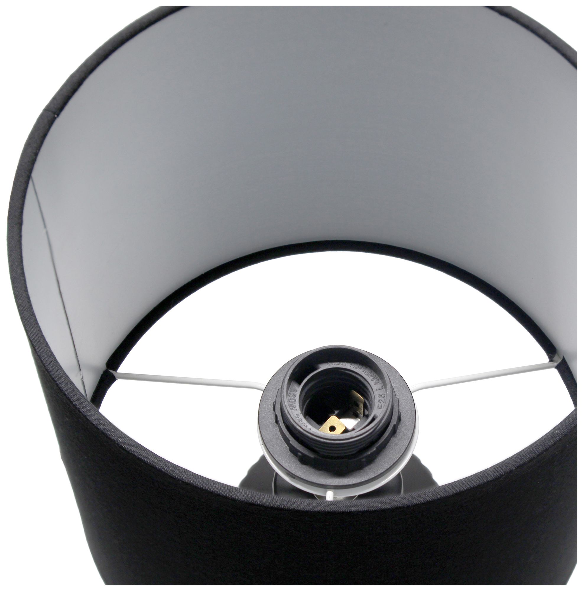 Simple Designs 15.94" Glow & Flow Grooved Tb Lamp, Mono Fabric Shade, Black